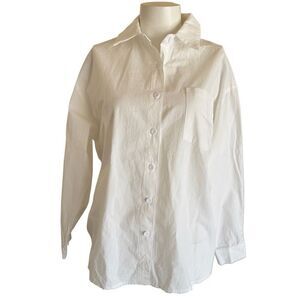 Dazy women’s M white button up shirt NWT long sleeve top classic